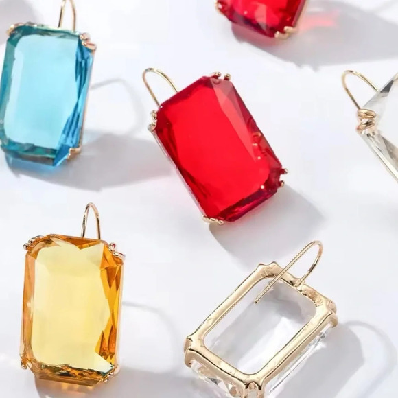 Anthropologie Aquamarine Blue and gold vintage inspired drop earrings - Picture 8 of 9